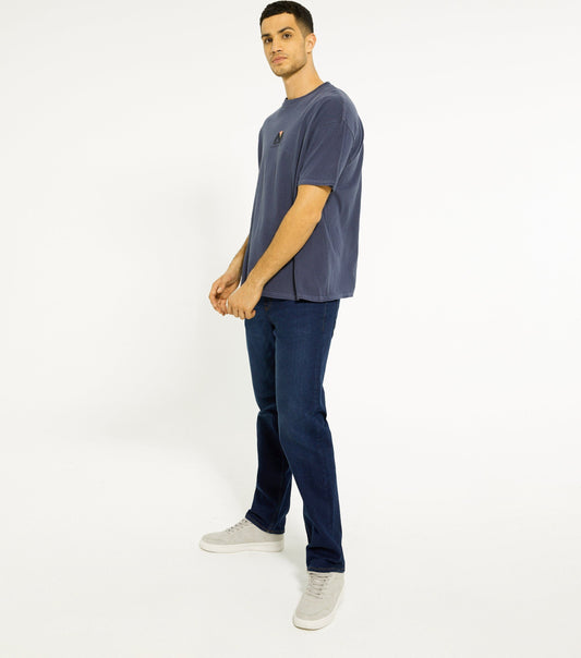 Blue Overdyed Munich Logo T Shirt