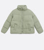 Petite Light Green Cropped Boxy Puffer Jacket