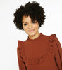 Rust High Neck Frill Smock Dress