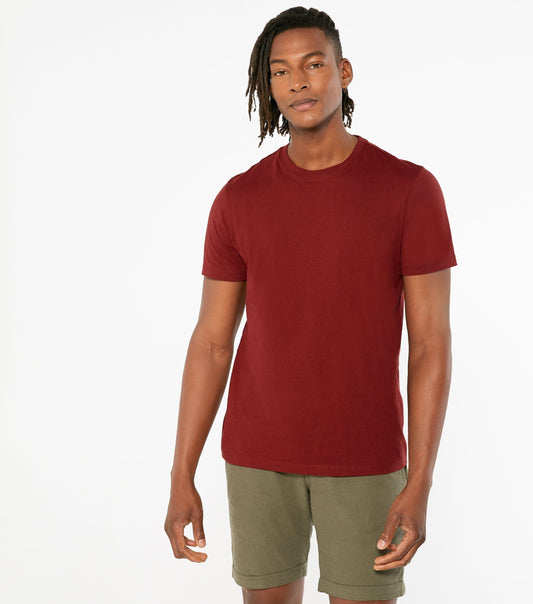 Dark Red Plain Short Sleeve T Shirt