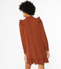 Rust High Neck Frill Smock Dress